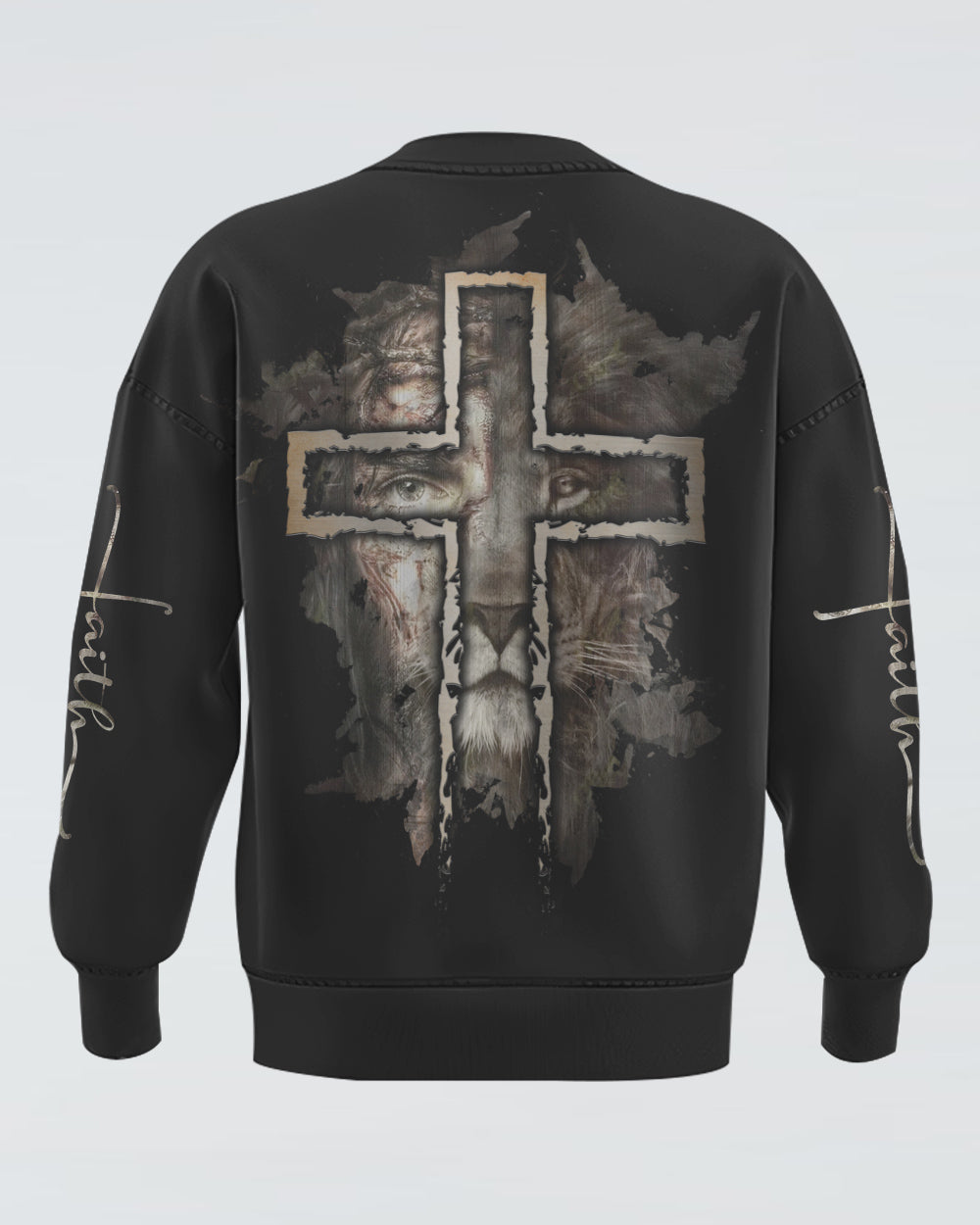 Jesus Lion Half Face Men's Christian Sweatshirt