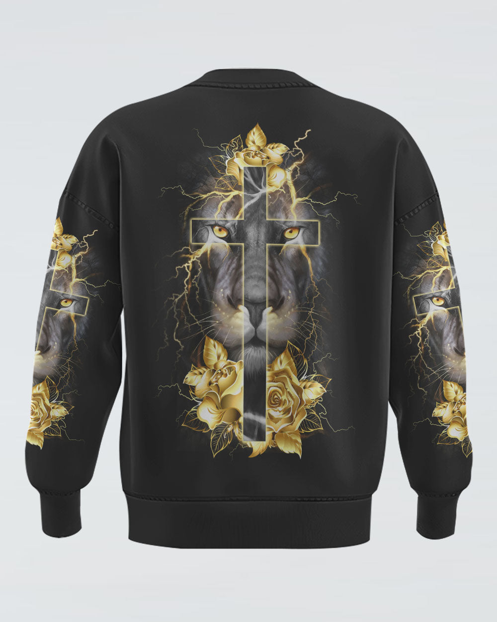 Lion Gold Rose Cross Women's Christian Sweatshirt