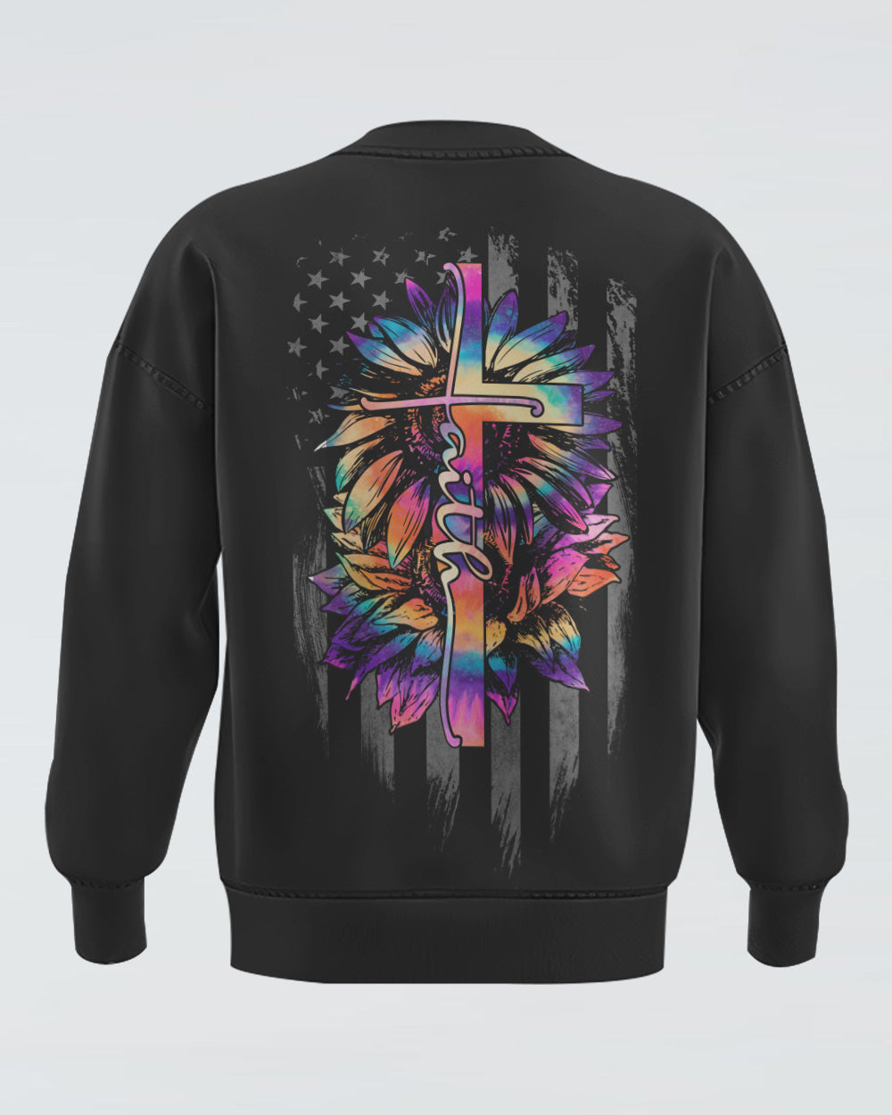 Faith Sunflower Flag New Tie Dye Women's Christian Sweatshirt