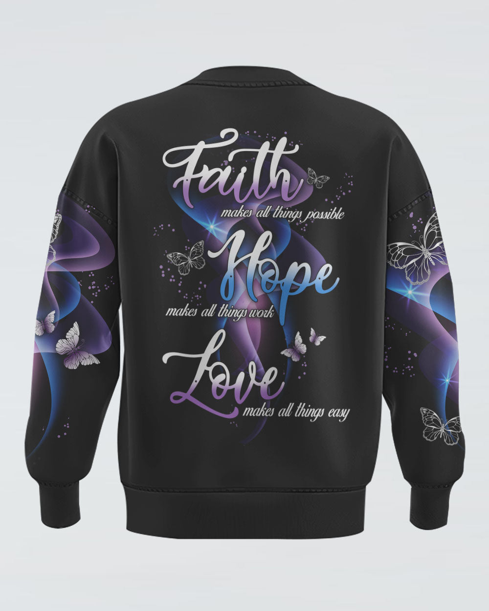 Faith Hope Love Butterfly Abstract Women's Christian Sweatshirt