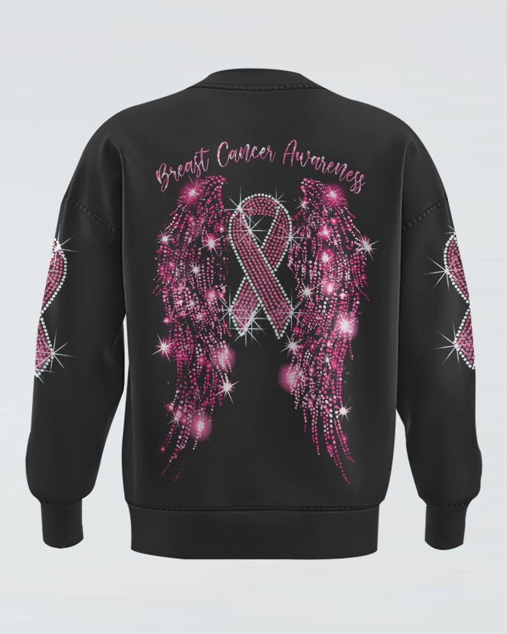 Sparkle Wings Pink Ribbon Women's Breast Cancer Awareness Sweatshirt