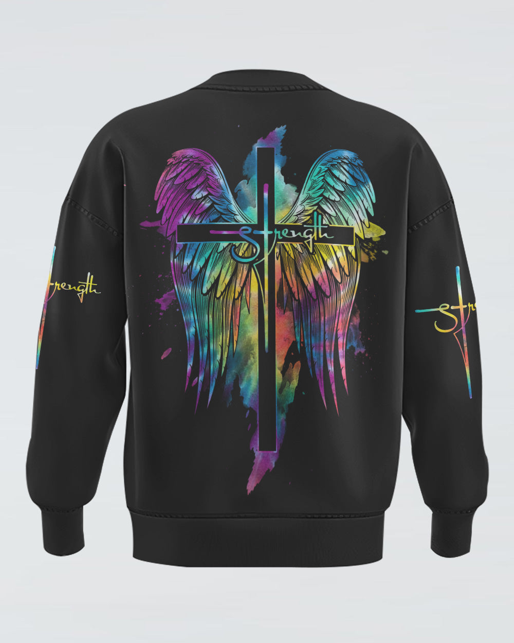 Strength Wings Colorful Watercolor Women's Christian Sweatshirt