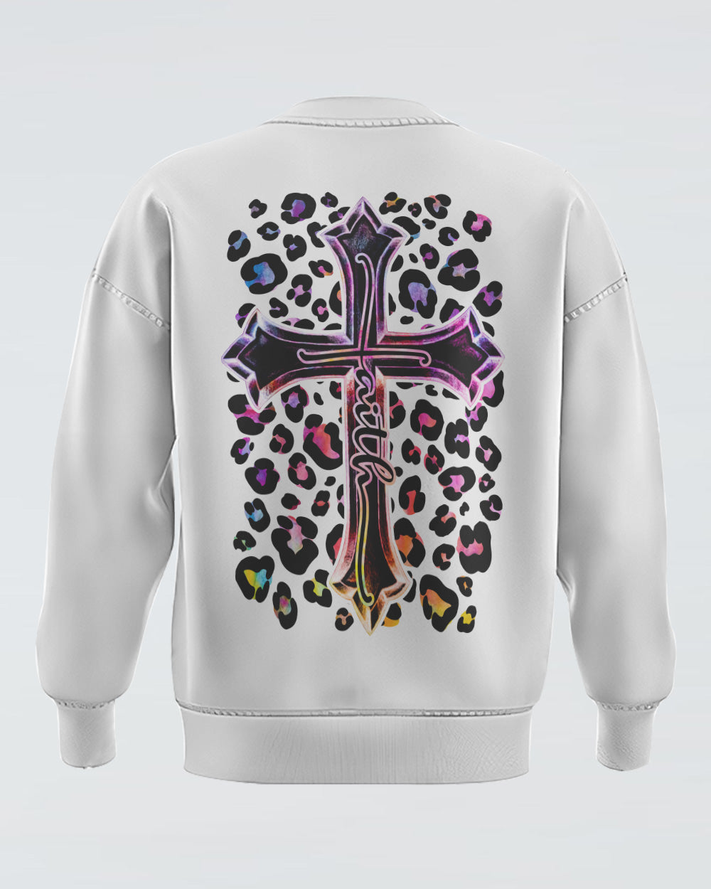 Cross Faith Leopard White Women's Christian Sweatshirt