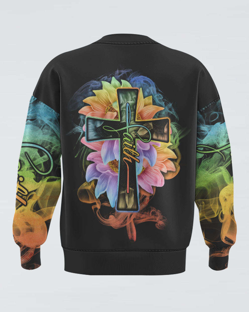 Rainbow Colorful Sunflower Faith Smoke Women's Christian Sweatshirt