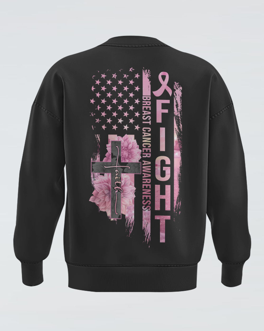 Fight Pink Ribbons Flag Women's Breast Cancer Awareness Sweatshirt