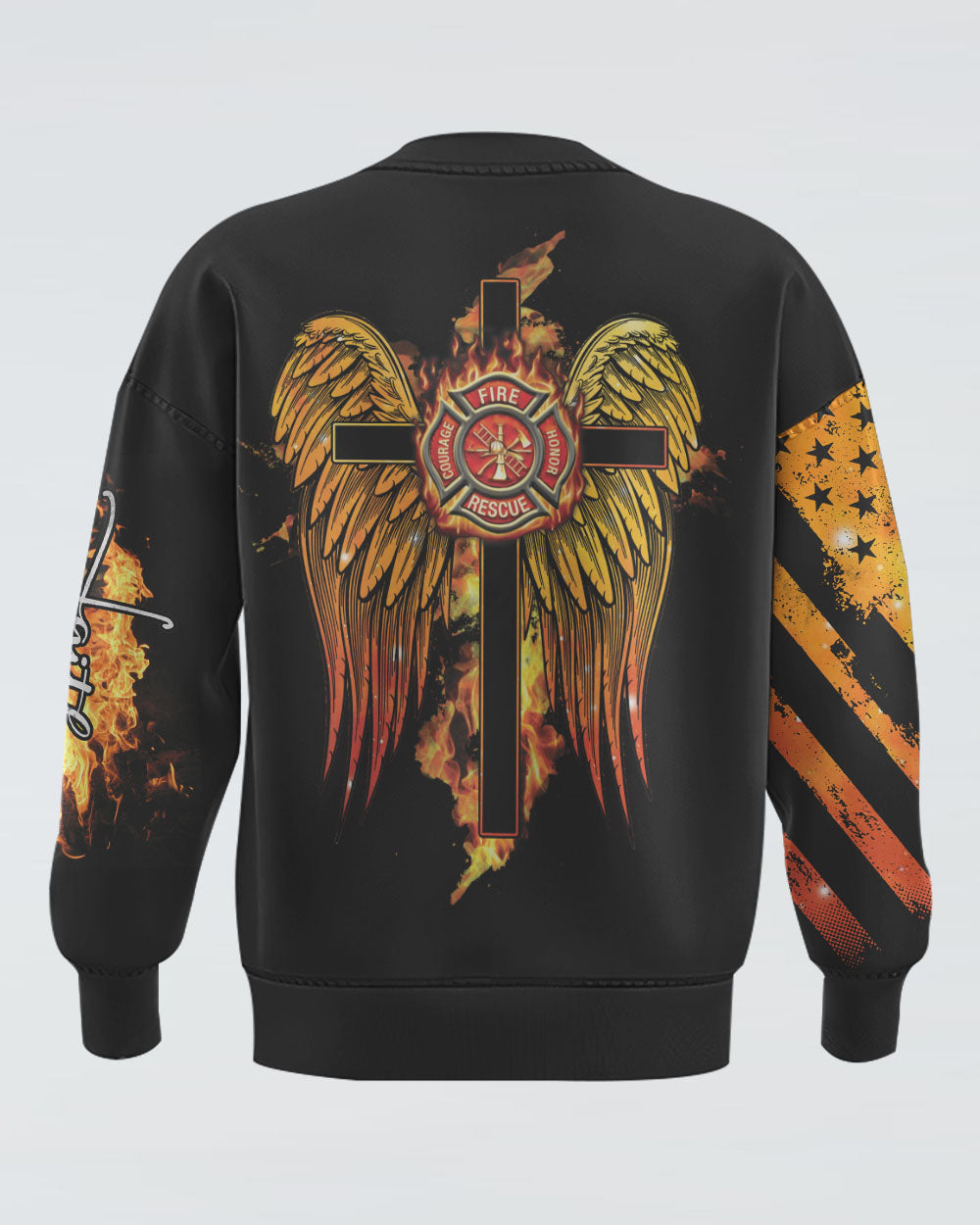 Firefighter Cross Wings Men's Christian Sweatshirt