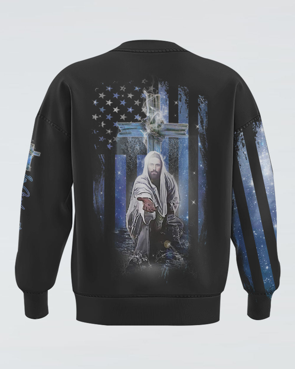 Faith Jesus Cross Galaxy Flag Women's Christian Sweatshirt