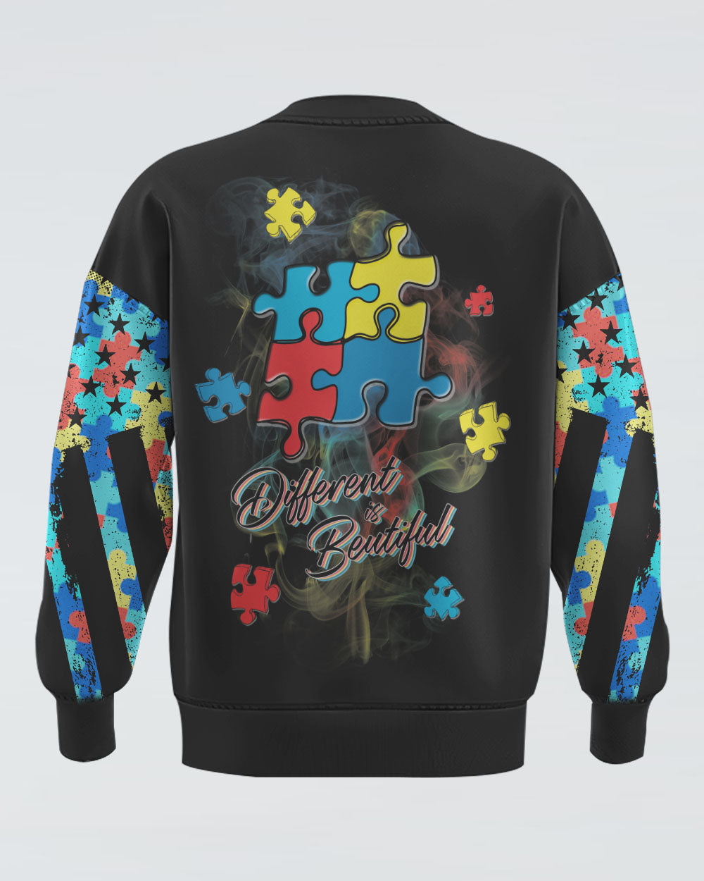 Different Is Beautiful Colorful Smoke Women's Autism Awareness Sweatshirt