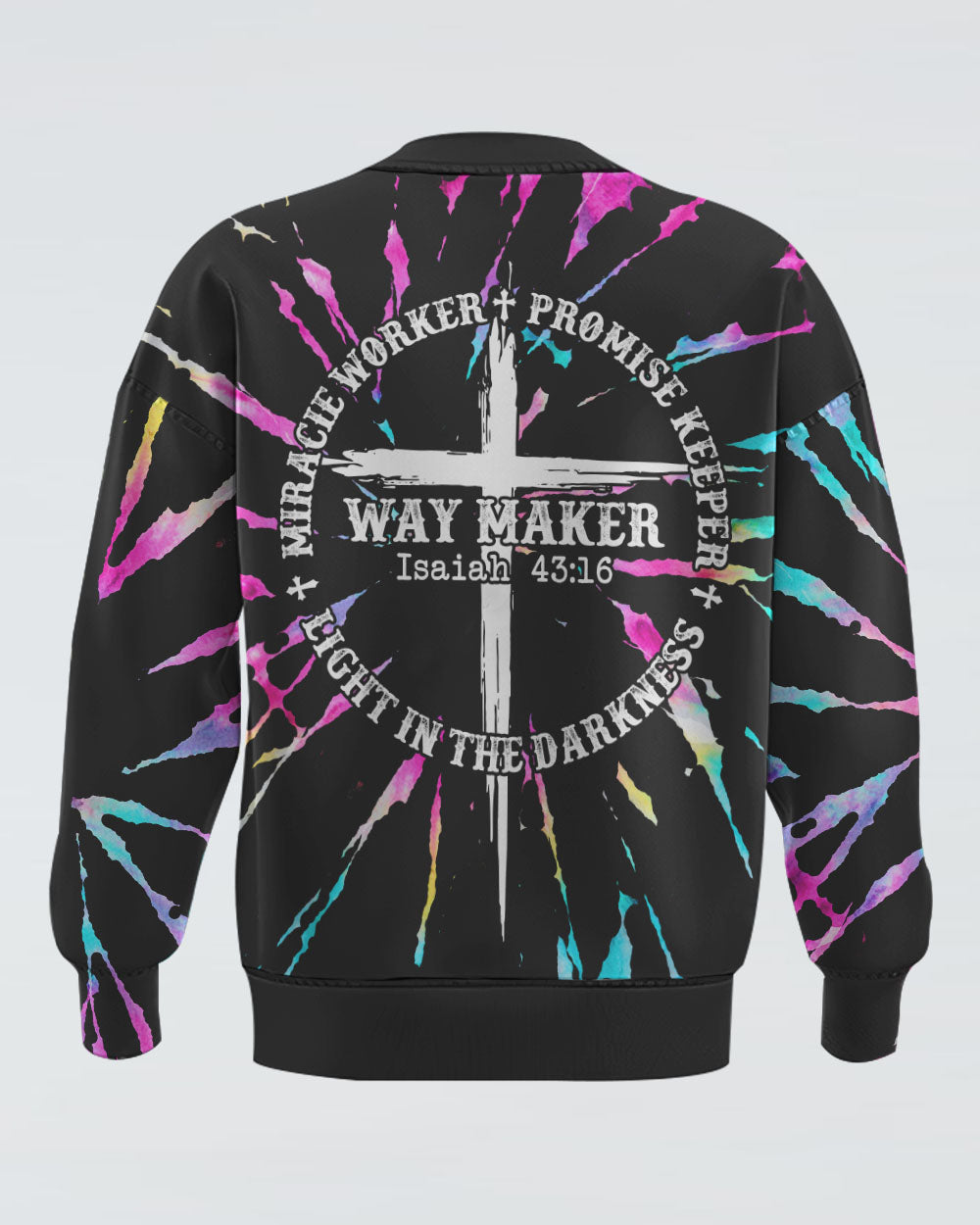 Way Maker Miracle Worker Promise Keeper Circle Tie Dye Women's Christian Sweatshirt