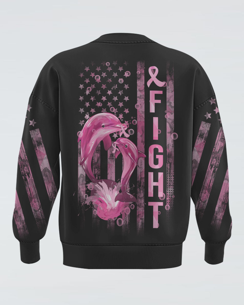 Fight Flag Dolphin Women's Breast Cancer Awareness Sweatshirt