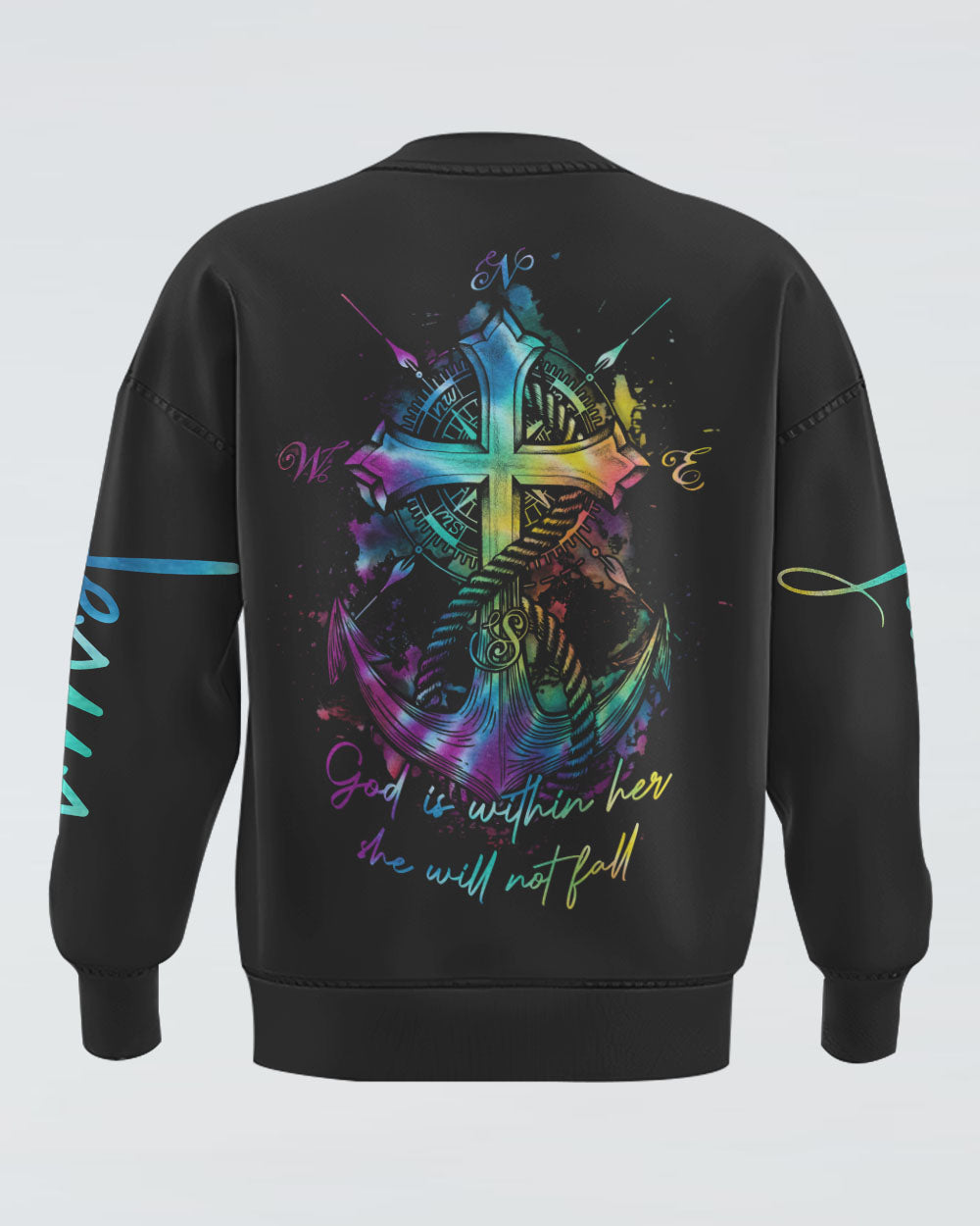 God Is Within Her Anchor Cross Women's Christian Sweatshirt
