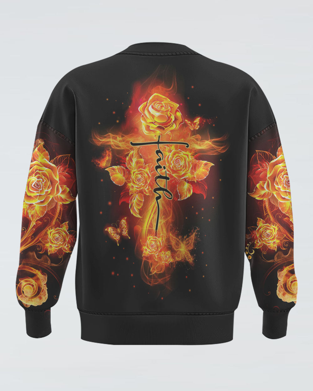 Faith Fire Rose Women's Christian Sweatshirt