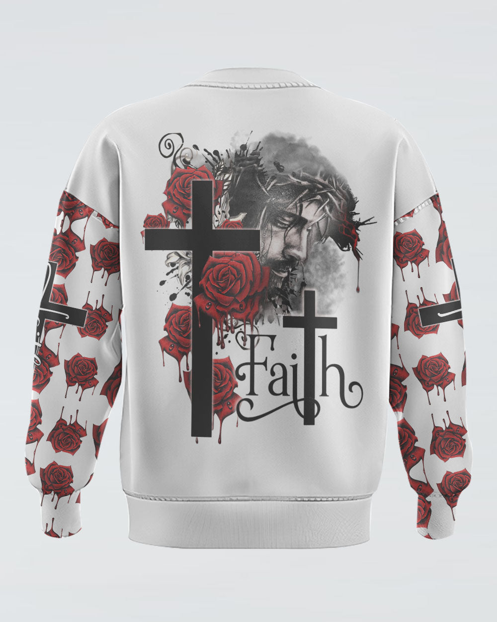Faith Jesus Rose Watercolor Women's Christian Sweatshirt