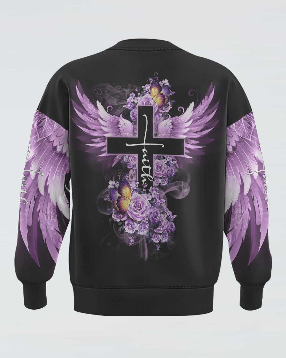 Butterfly Purple Rose Faith Women's Christian Sweatshirt