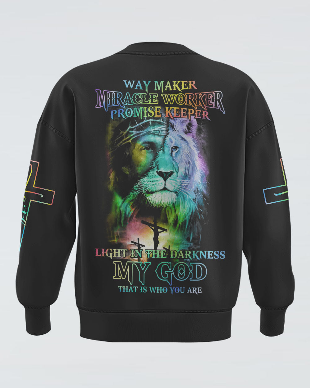 Way Maker Miracle Worker Colorful Lion Jesus Women's Christian Sweatshirt