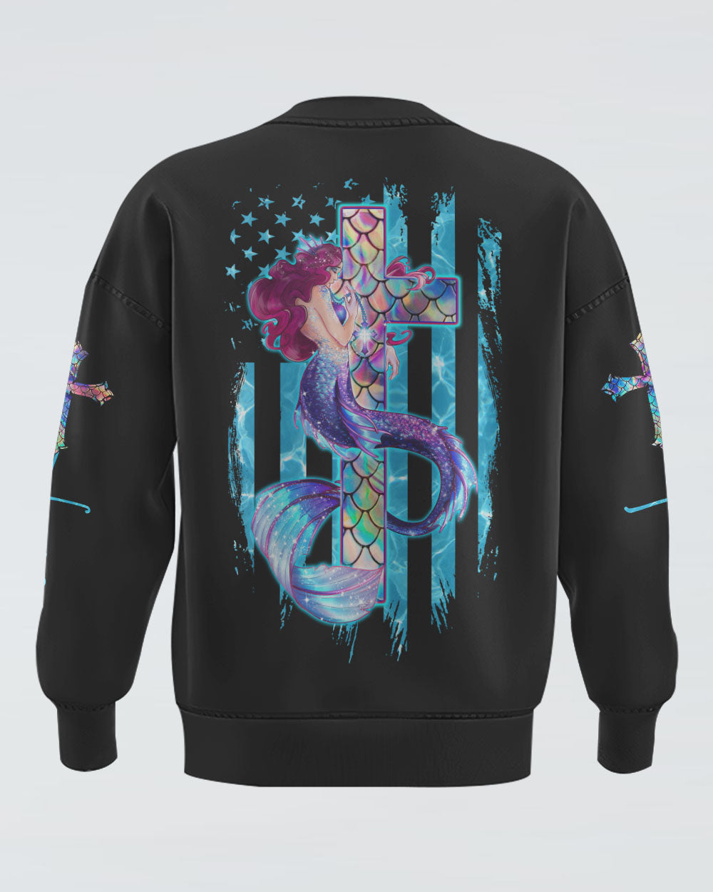 Cross Mermaid Flag Women's Christian Sweatshirt