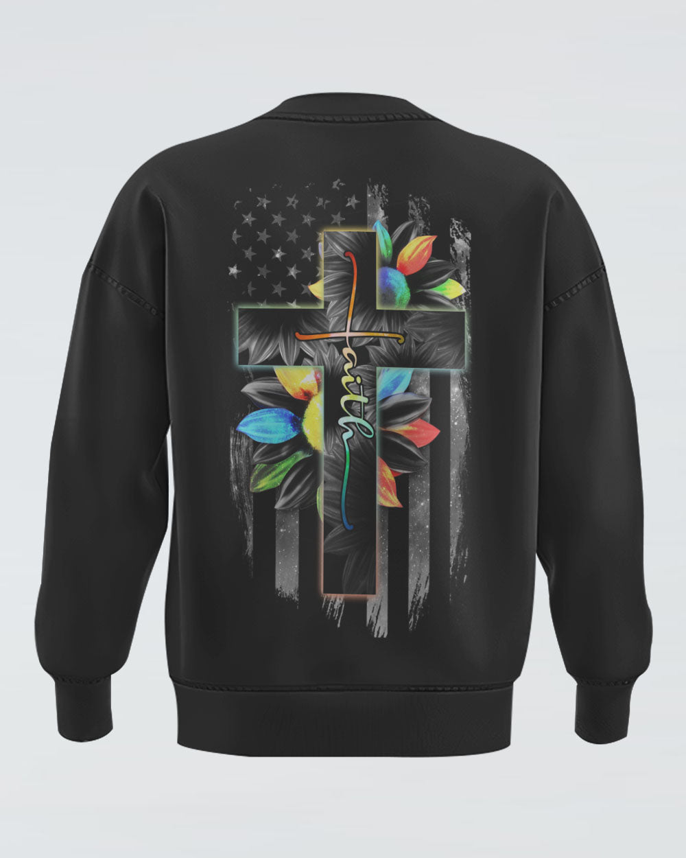 Faith Colorful Sunflower Flag Women's Christian Sweatshirt