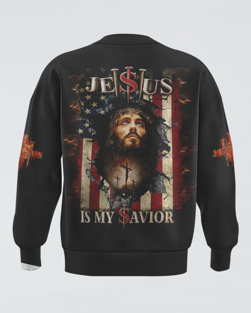 Jesus Is My Savior Crack Flag Men's Christian Sweatshirt
