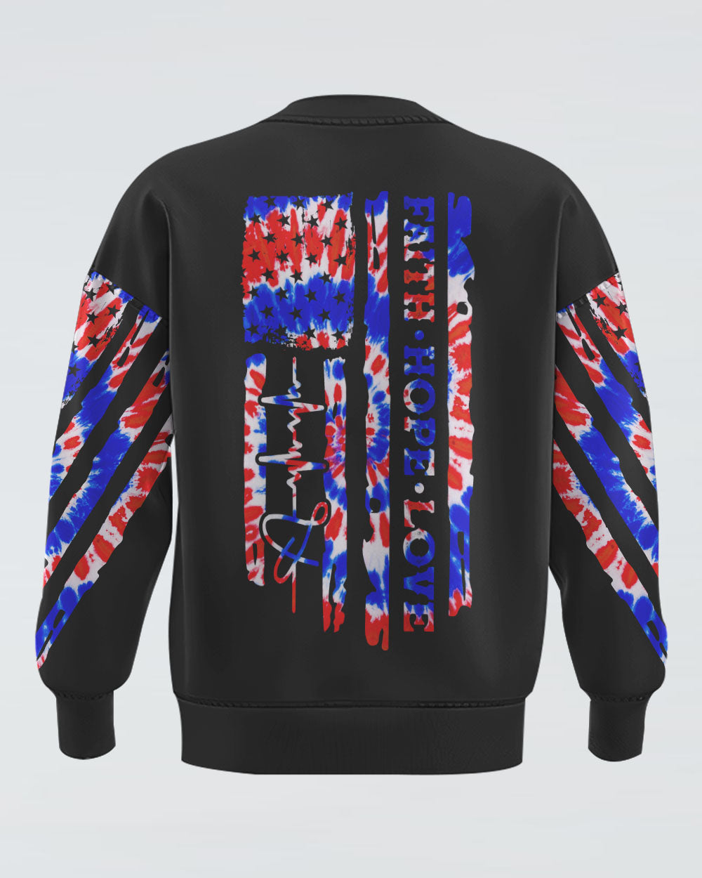 Faith Hope Love Tie Dye Flag Women's Christian Sweatshirt