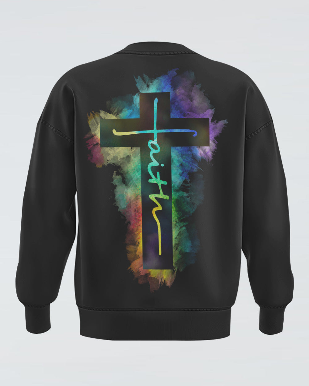 Faith Cross Colorful Watercolor Women's Christian Sweatshirt