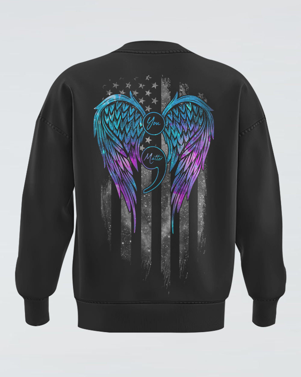 Stay Your Story Is Not Over Flag Wings Women's Suicide Awareness Sweatshirt