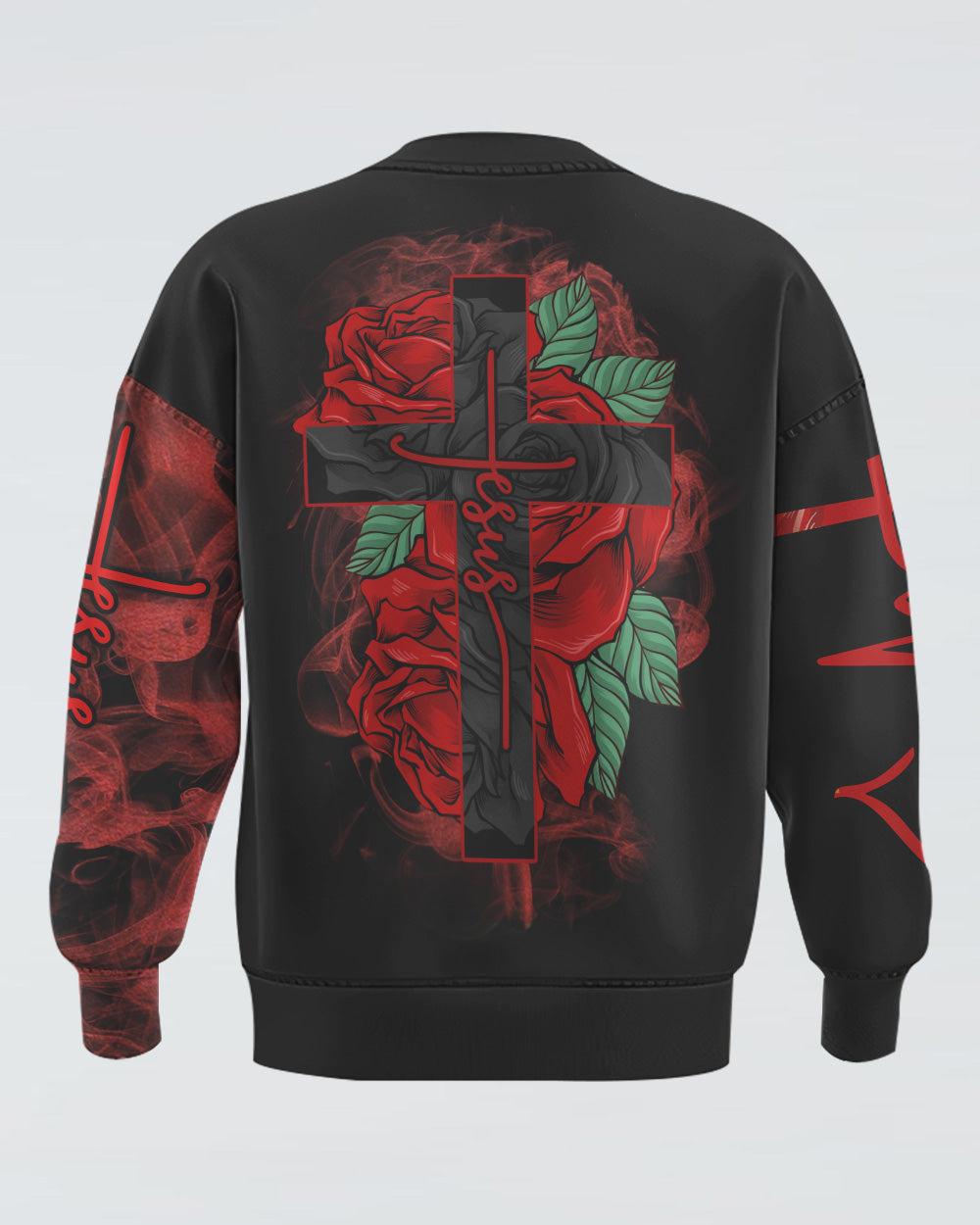 Jesus Cross Red Rose Women's Christian Sweatshirt