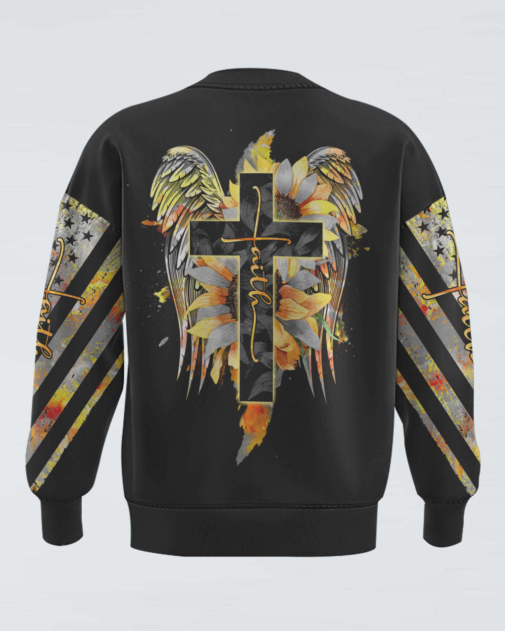 Faith Sunflower Wings Watercolor Women's Christian Sweatshirt