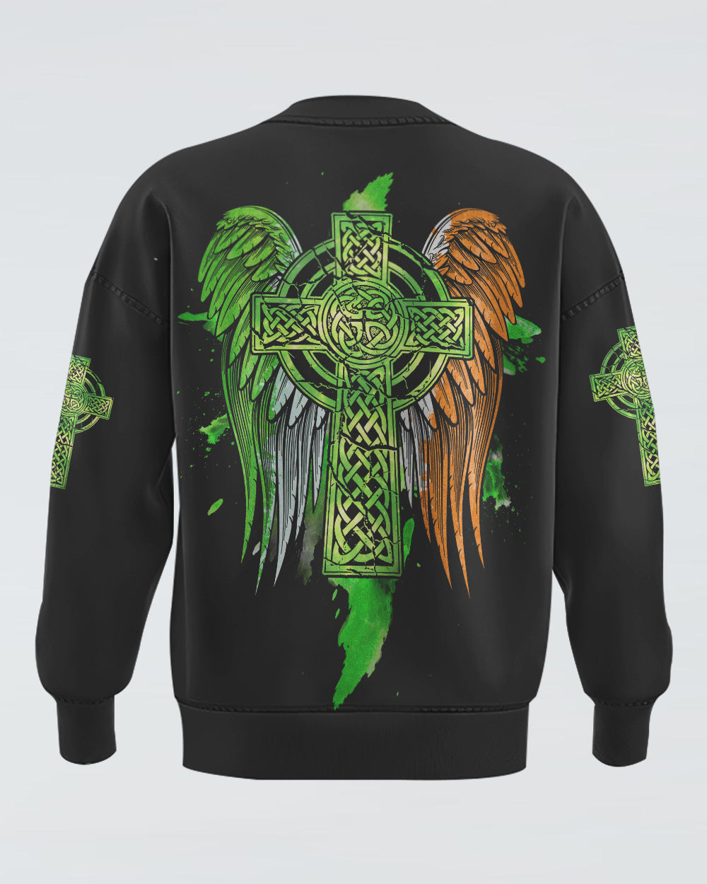 Celtic Cross Irish Wings Men's Christian Sweatshirt