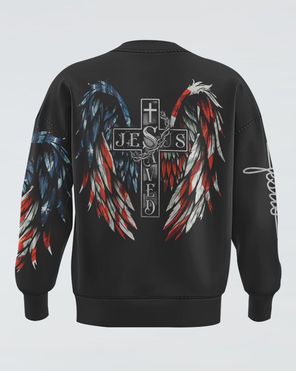 Jesus Saved America Wings Cross Women's Christian Sweatshirt