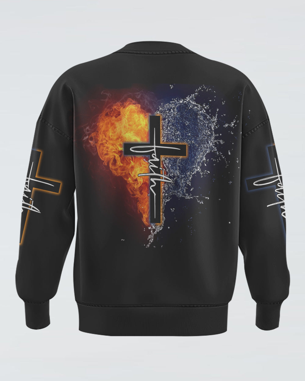 Fire Water Heart Faith Cross Women's Christian Sweatshirt