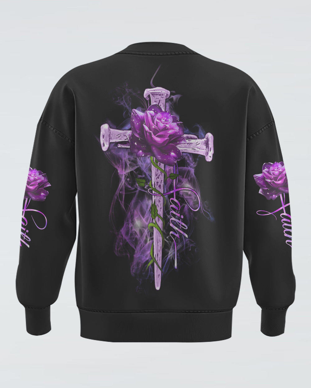 Vintage Cross Purple Rose Smoke Cross Women's Christian Sweatshirt
