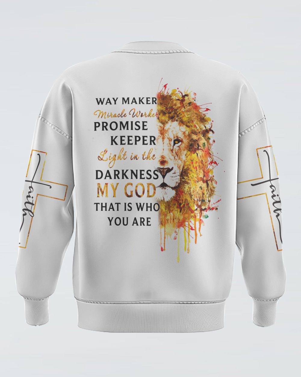 Way Maker Miracle Worker Faith Lion Watercolor Women's Christian Sweatshirt