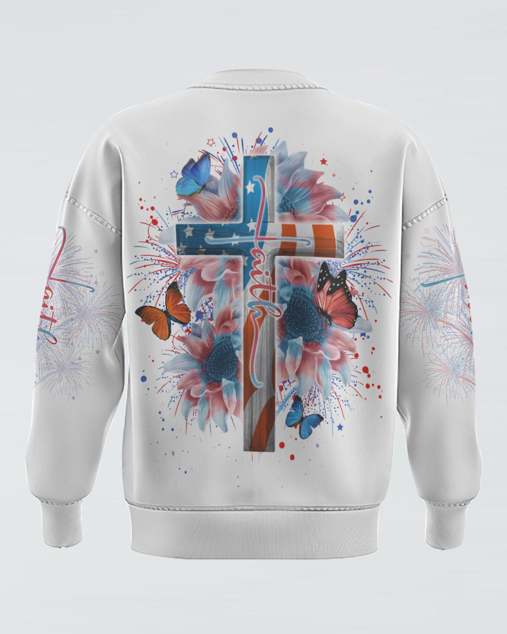 Faith Cross Sunflower Flag Color Women's Christian Sweatshirt
