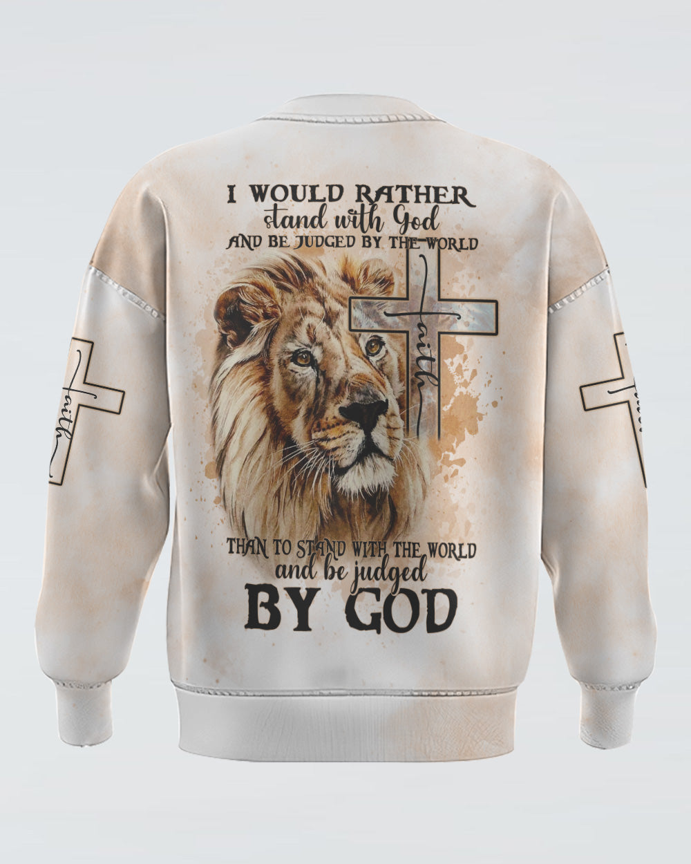 I Would Rather Stand With God Painting Lion Women's Christian Sweatshirt