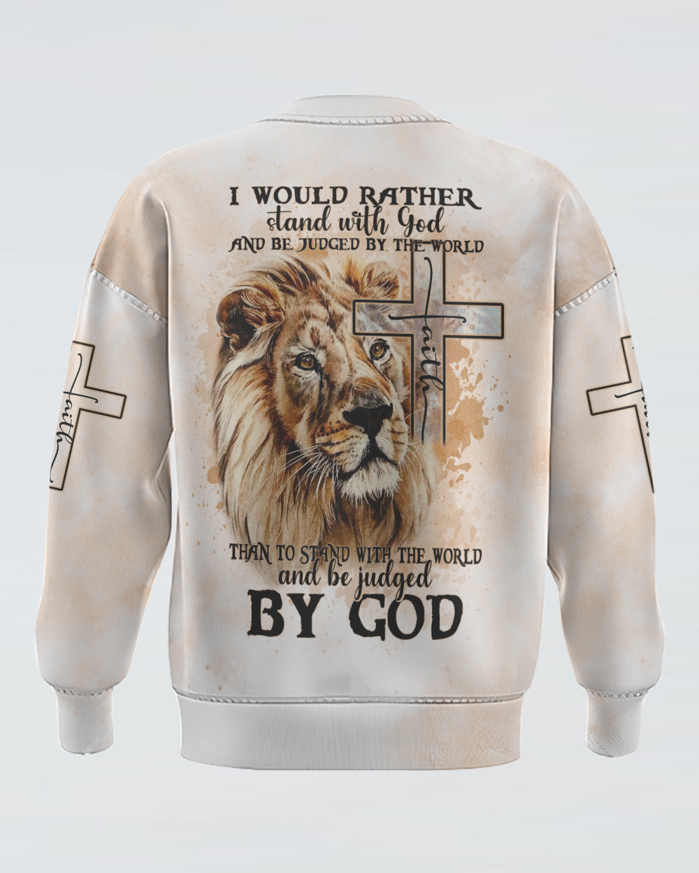 I Would Rather Stand With God Painting Lion Women's Christian Sweatshirt
