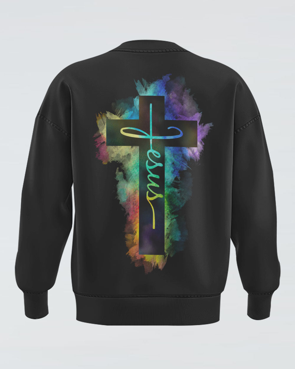 Jesus Cross Colorful Watercolor Women's Christian Sweatshirt