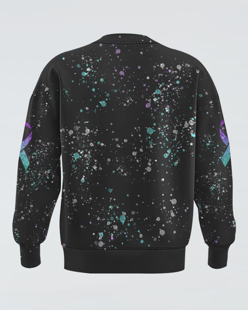 I Wear Teal And Purple Infinity Heart Bleached Women's Suicide Prevention Awareness Sweatshirt