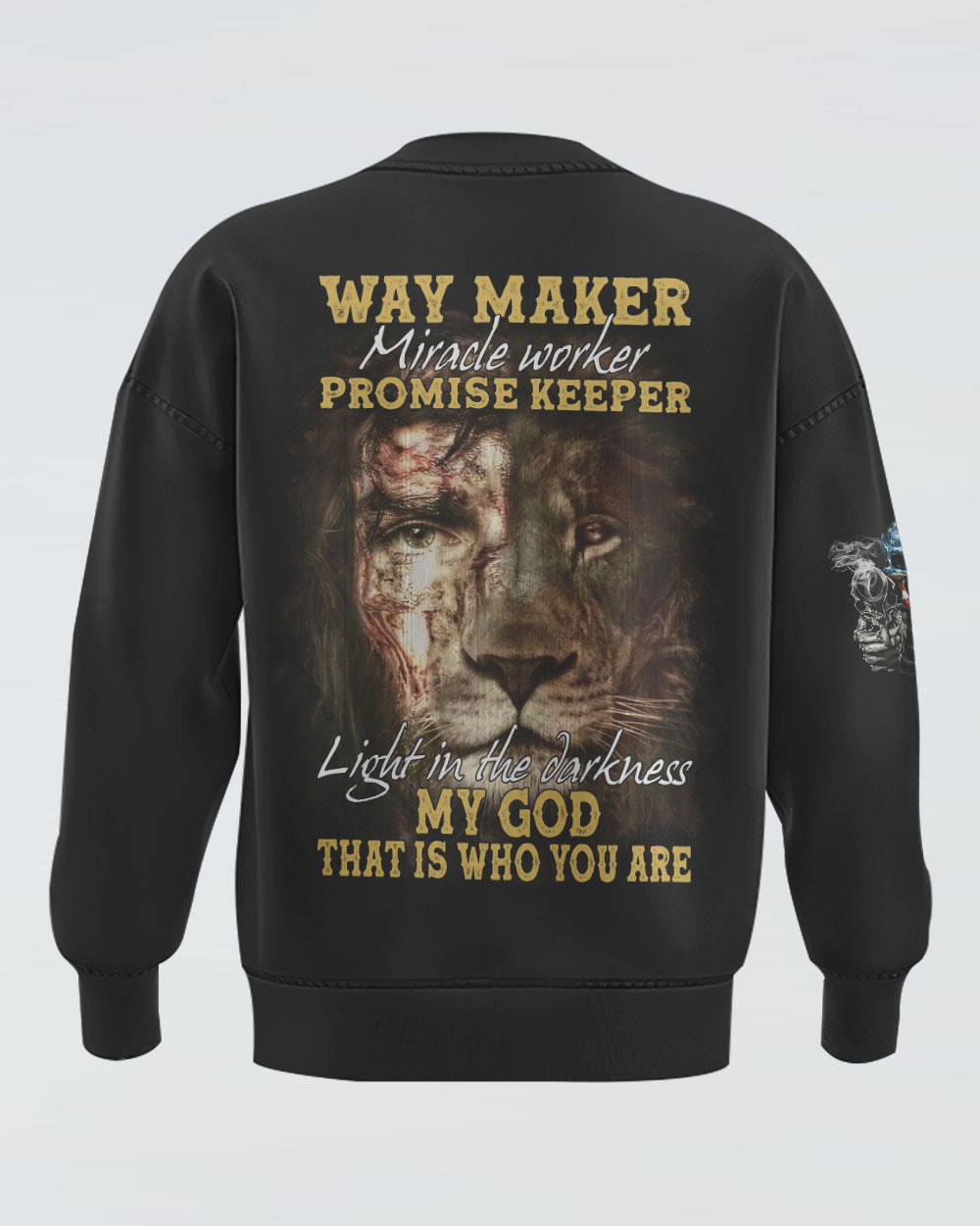 Way Maker Miracle Worker Vintage Lion Jesus Half Face Women's Christian Sweatshirt