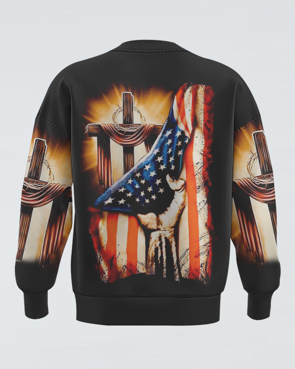 Hand Pull Vintage Cross Light Men's Christian Sweatshirt