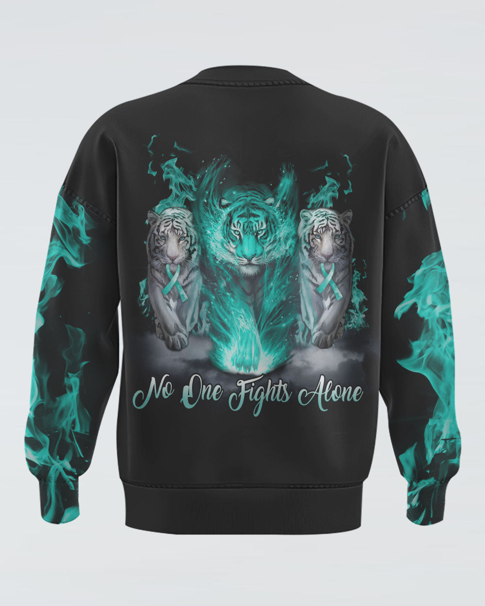 No One Fights Alone Tiger Women's Ovarian Cancer Awareness Sweatshirt