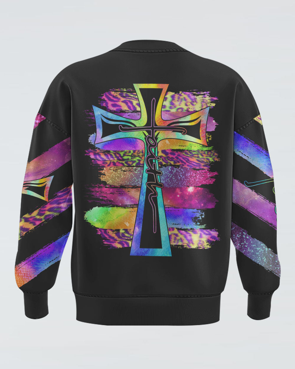 Faith Colorful Cross Light Brush Women's Christian Sweatshirt