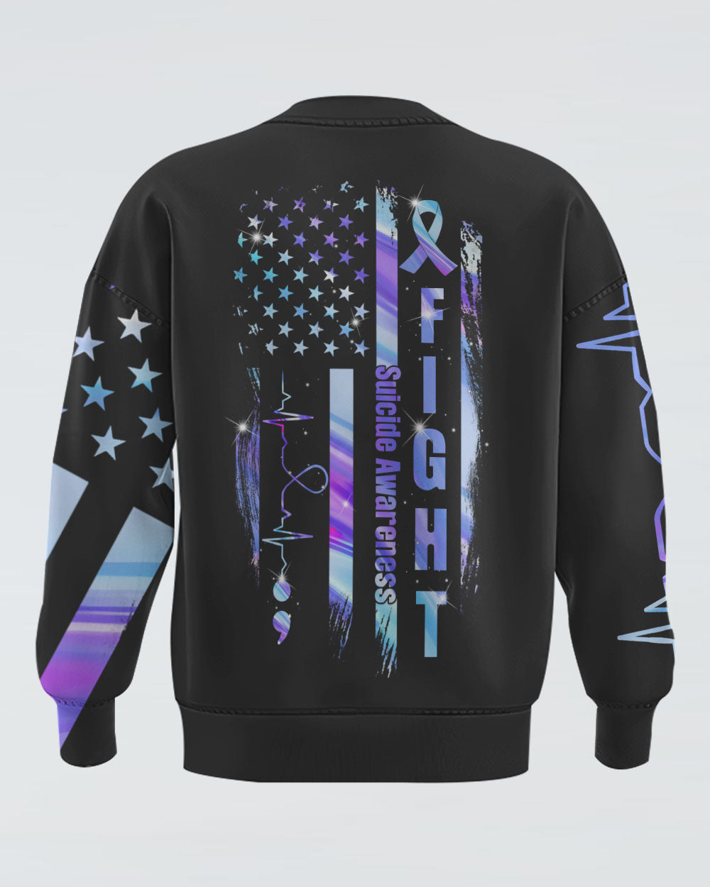 Dragonfly Fight Holographic Flag Women's Suicide Prevention Awareness Sweatshirt