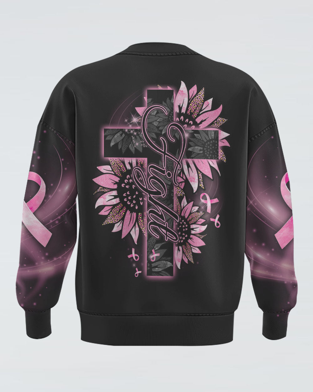 Faith Pink Sunflower Cross Women's Christian Sweatshirt