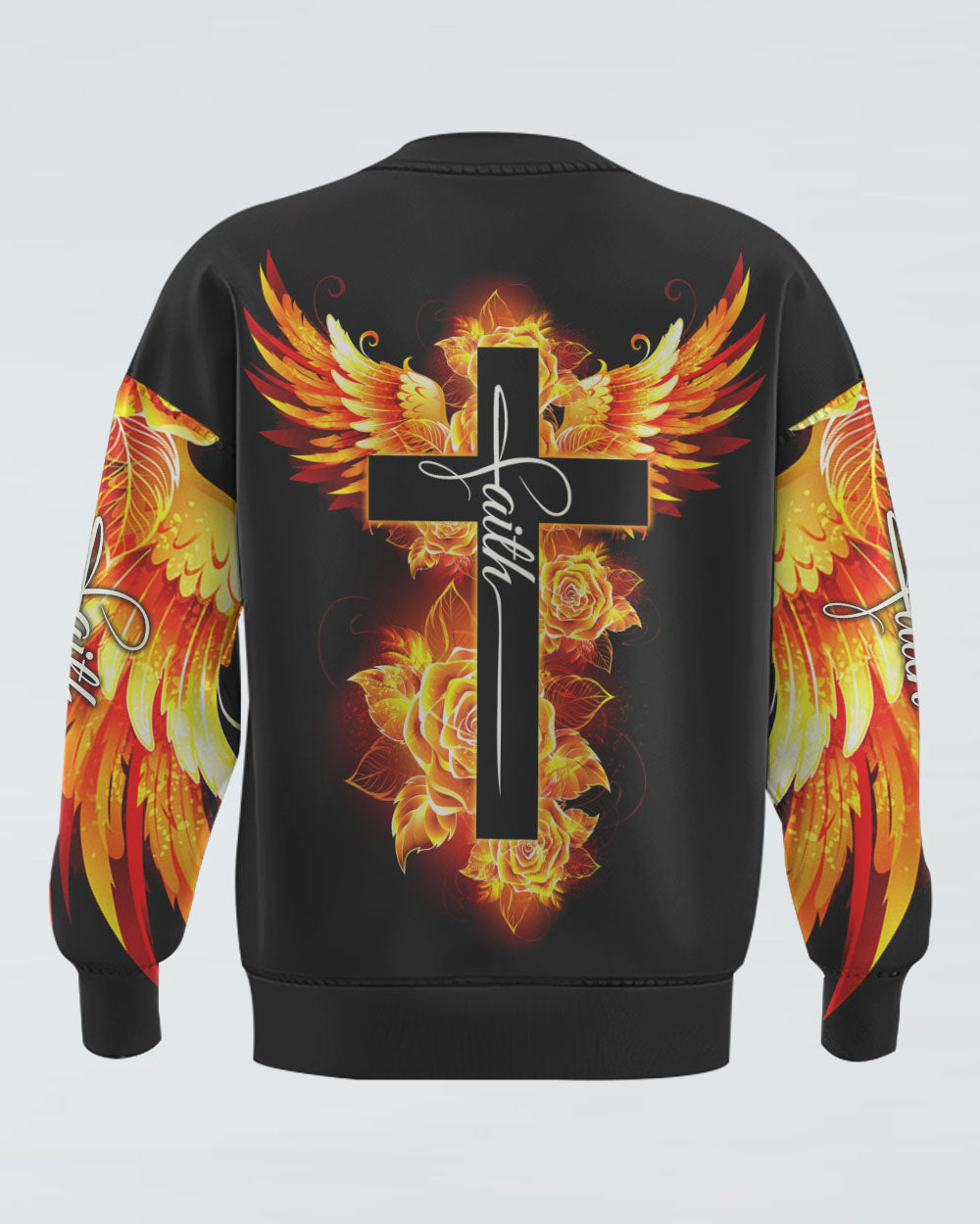 Cross Rose Wings Arm Women's Christian Sweatshirt