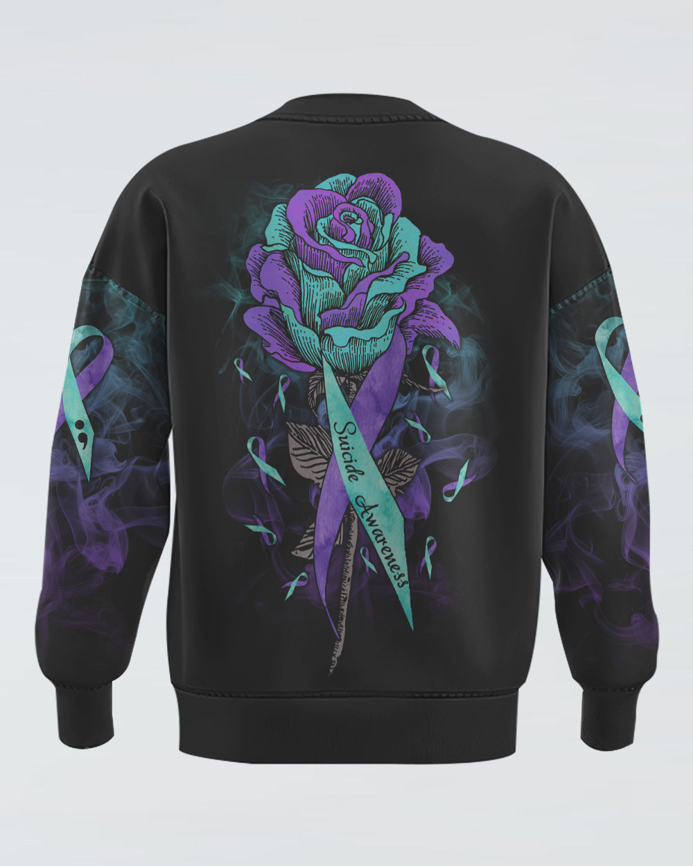 Rose Ribbon Smoke Women's Suicide Prevention Awareness Sweatshirt
