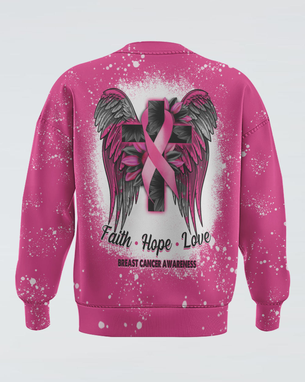 Wings Sunflower Cross Women's Breast Cancer Awareness  Sweatshirt