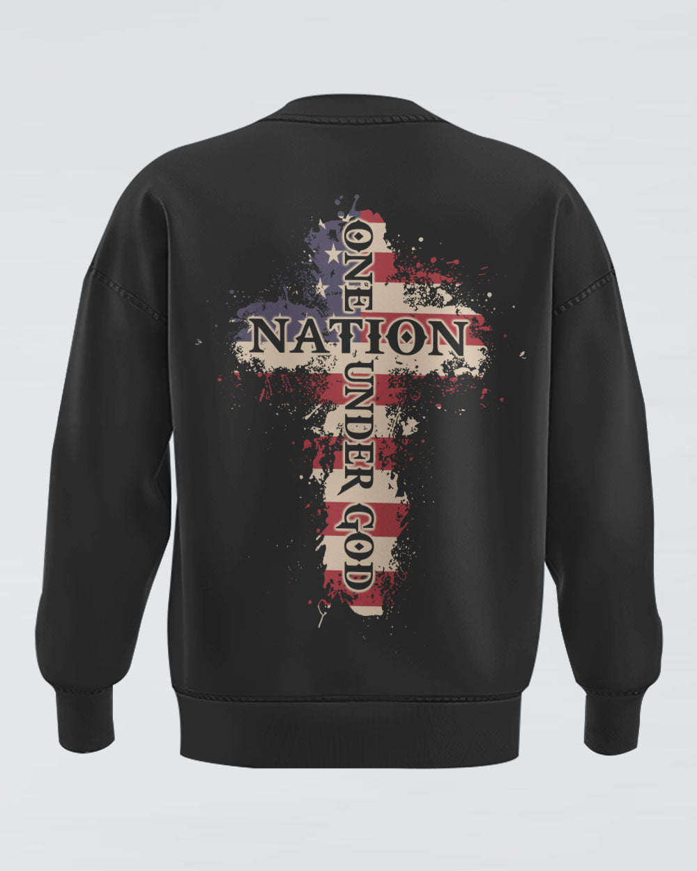 One Nation Under God Watercolor Flag Women's Christian Sweatshirt