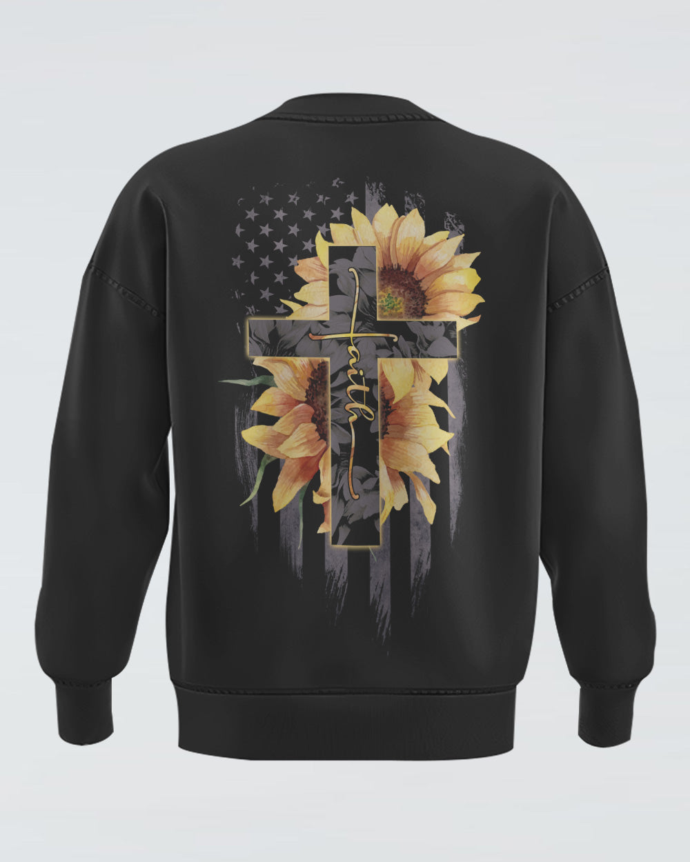 Cross Faith Sunflower Flag Women's Christian Sweatshirt