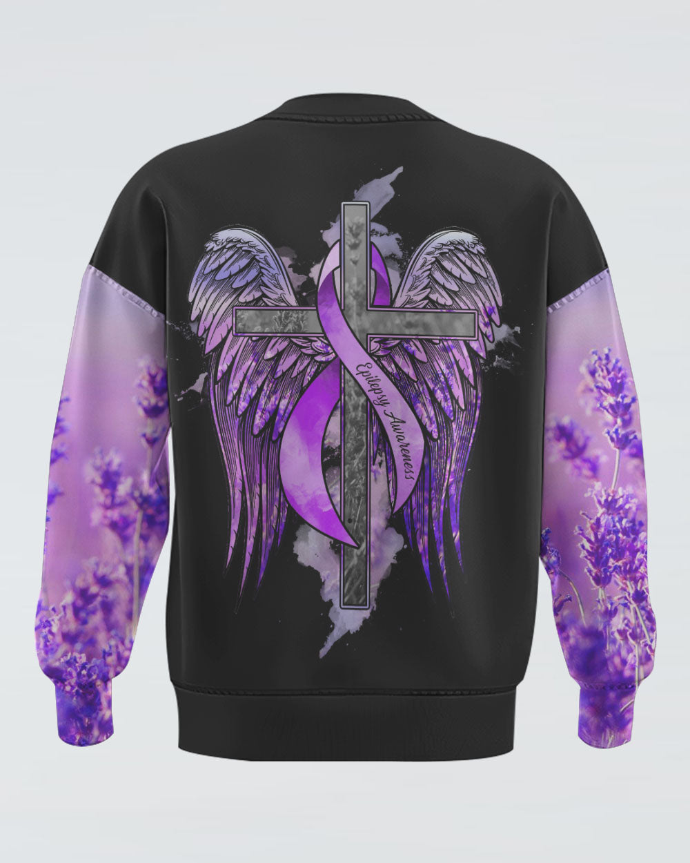 Purple Angel Wings Ribbon Faith Women's Epilepsy Awareness Sweatshirt