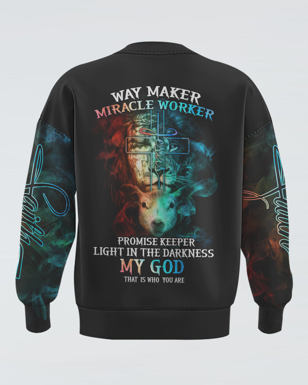 Way Maker Miracle Worker Jesus Lion Lamb Women's Christian Sweatshirt